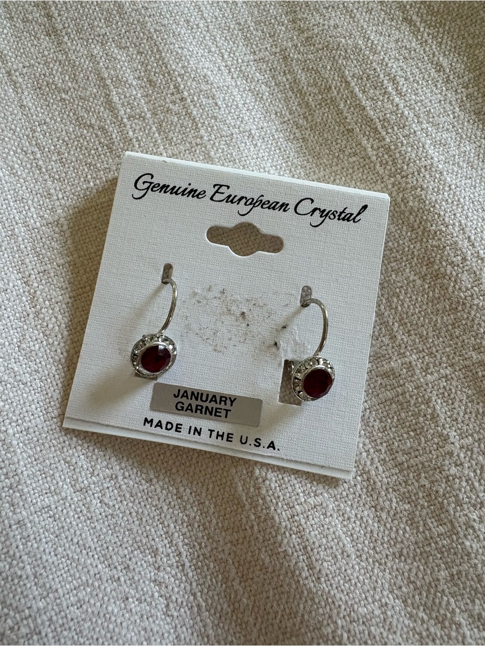 January Birthstone Garnet Silver-Tone Drop Earrings